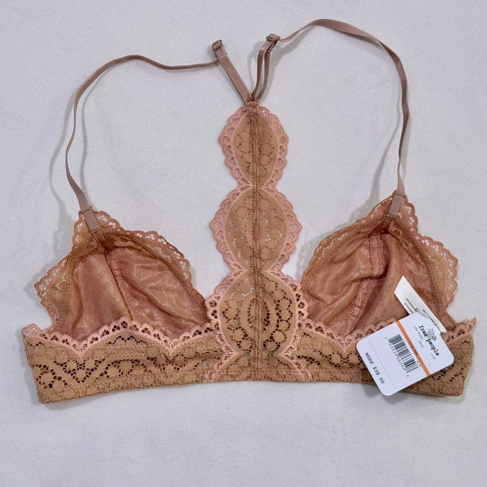 Free People Intimately Slow Dance Underwire Bra 32A NEW Nude Lace Coquette - Picture 3 of 6